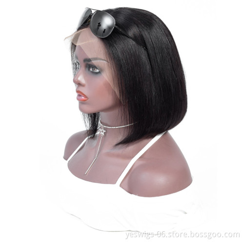 China Wig Vendors 100% Customize 6-14 Inch Straight Bob Wig Lace Front Human Hair Peruvian Virgin Remy Straight Hair Bob Wig